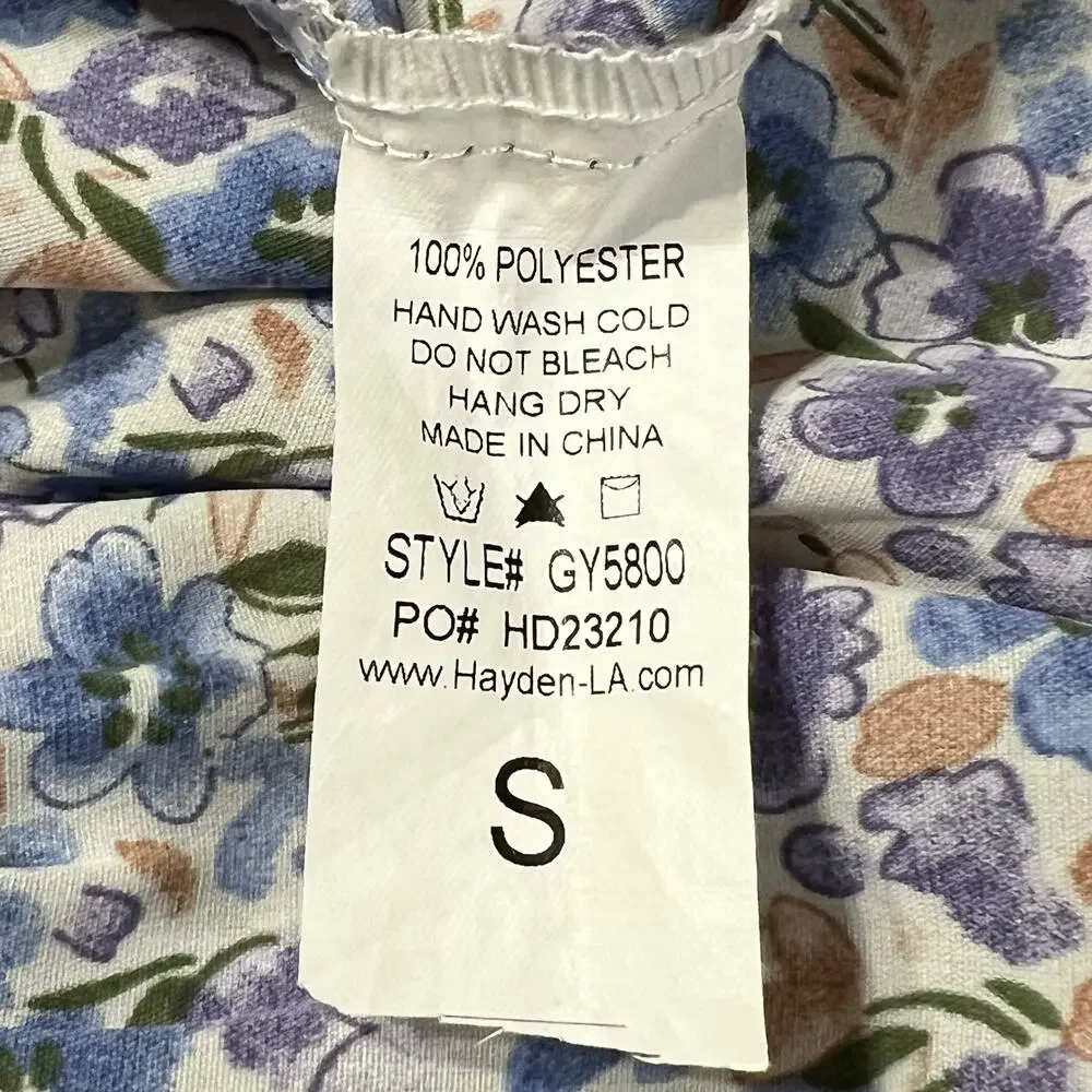 Hayden Girls Size S Blue Tiered Ruffle Sleeve Dress Square Neck